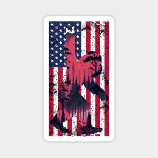 Patriotic Myth: Retro Bigfoot Meets July 4th Magnet