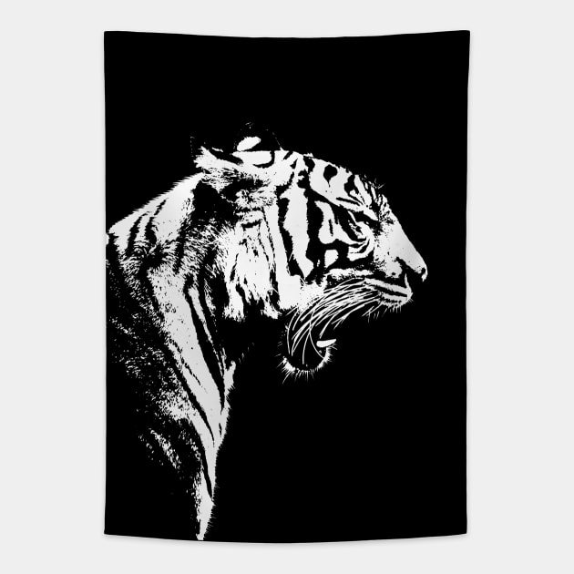 White Tiger #2 white only Tapestry by GrizzlyVisionStudio