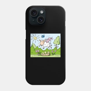 Happy Easter Lamb bunny chicks jumping Phone Case