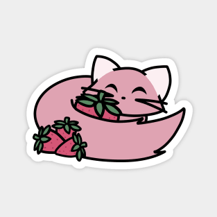 Cute Pink Strawberry Cat Magnet