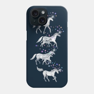 Unicorns and Stars on Dark Teal Phone Case