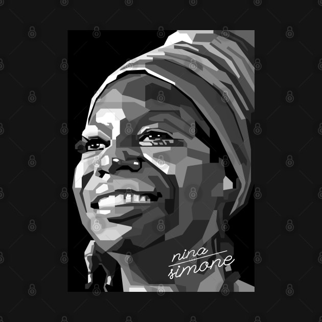 Abstract WPAP Nina Simone with grayscale colors by smd90