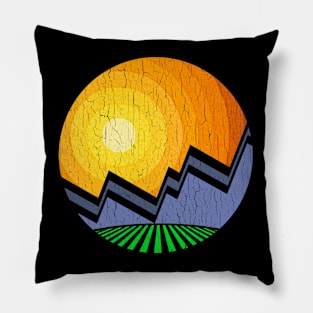 Vintage Mountain Sunrise (distressed look) Pillow