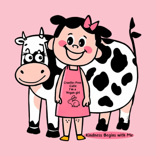 Cruelty Free Vegan Girl And Cow T-Shirt