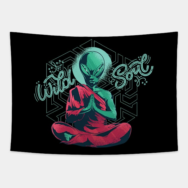 Meditate Alien Tapestry by ArtRoute02