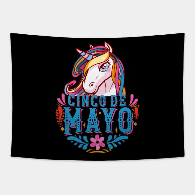 Cinco de mayo Mexican Unicorn Funny Humor product Tapestry by creative