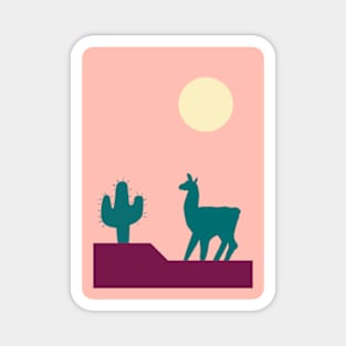 Llama in the cactus desert heat Magnet