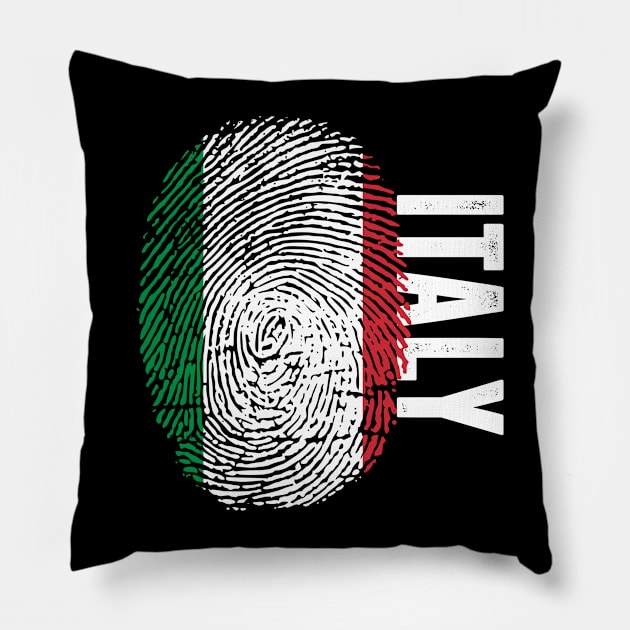 Italy Flag Fingerprint My Story DNA Italian Pillow by Your Culture & Merch