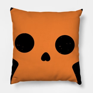 Orange silhouette of a skull and crossbones Pillow