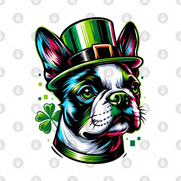 Boston Terrier Celebrates Saint Patrick's Day Joyfully by ArtRUs