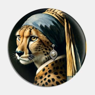 Wildlife Conservation - Pearl Earring Cheetah Meme Pin