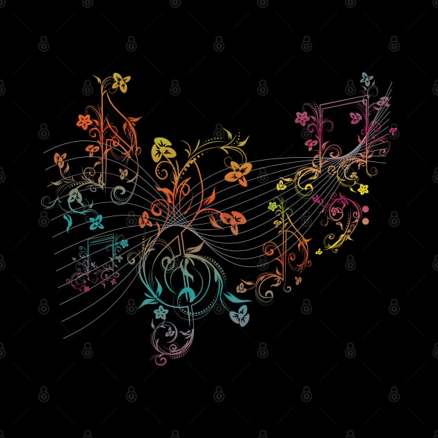 Floral Music Notes by AnnArtshock