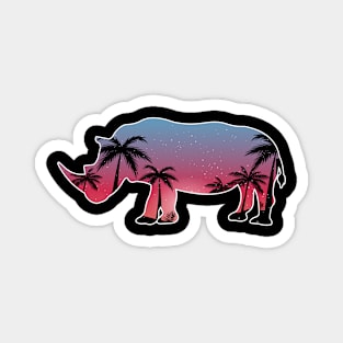 Rhinoceros Beautiful Sunset Beach Palm Tree Magnet