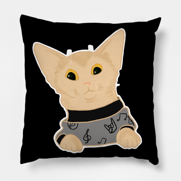 Funny kitten Pillow by Zjuka_draw