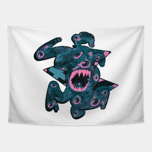 Alien Monster with multiple Eyes and Sharp Teeth Tapestry