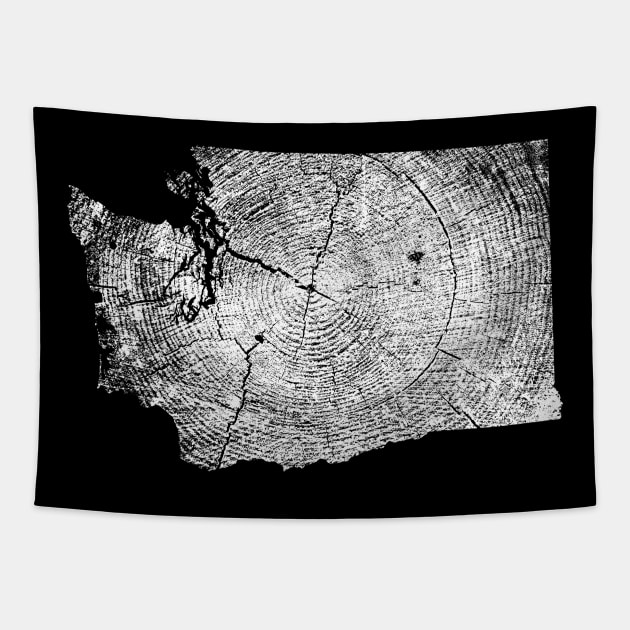 Washington State Tree Rings Map Tapestry by LucentJourneys