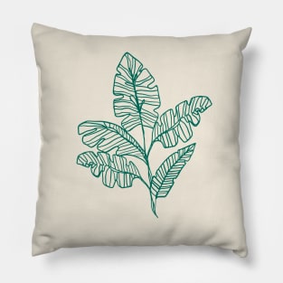 Contour Line Leaves in Dark Teal Pillow