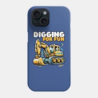 Excavator Cartoon Vehicle Funny Saying – Digging for Fun Phone Case