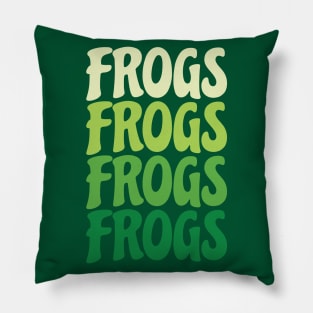 Repeating Frogs Text (Green) Pillow