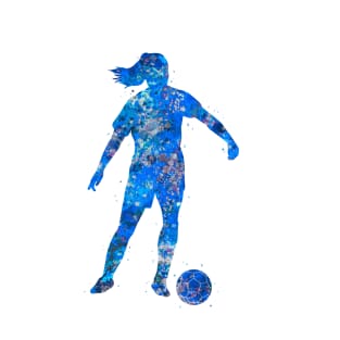 Soccer player girl blue art T-Shirt