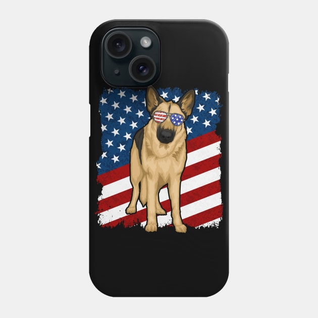 German Shepherd Dog American Flag Phone Case by RadStar