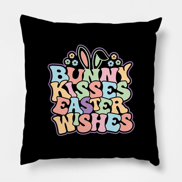 Bunny Kisses Easter Wishes Pillow by GoodWills