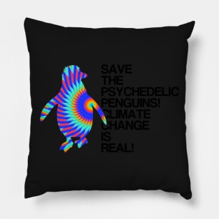 Psychedelic Penguins | Global Warming & Climate Change Pillow