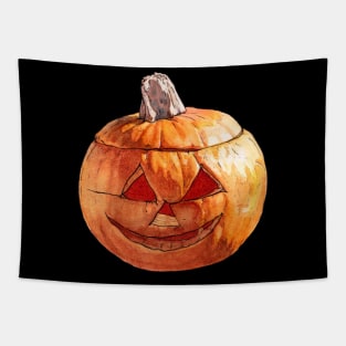 Watercolor Smiling Carved Pumpkin Tapestry