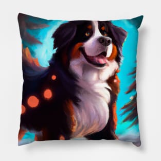 Cute Bernese Mountain Dog Drawing Pillow