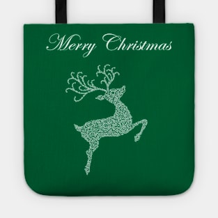 Merry Christmas White Reindeer Silhouette Tote