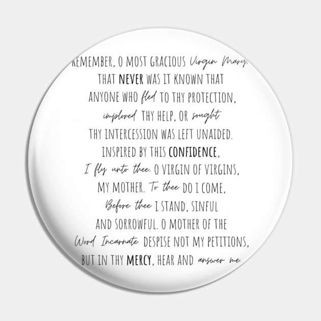 Memorare Prayer Pin by CarolineTherese