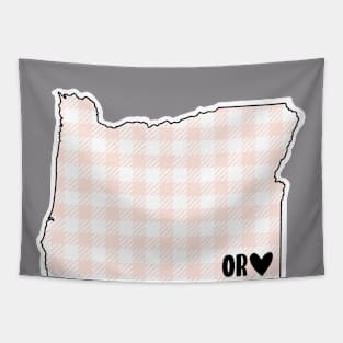 USA States: Oregon (pink plaid) Tapestry