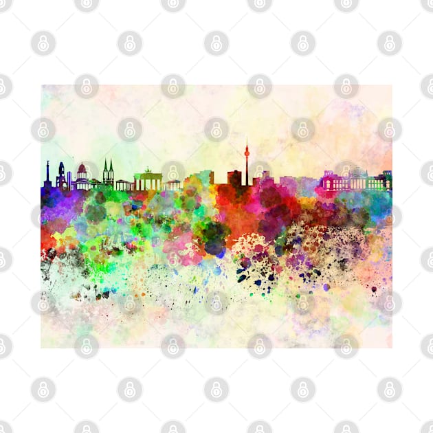 Berlin skyline in watercolor background by PaulrommerArt