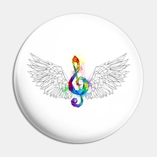 Rainbow Musical Key with Wings Pin