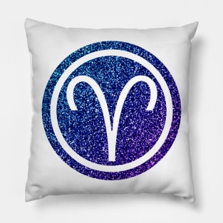 Blue Purple Glitter Zodiac - Aries Pillow