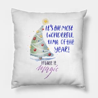 Make Christmas Magic! Watercolour Christmas Tree Design Pillow