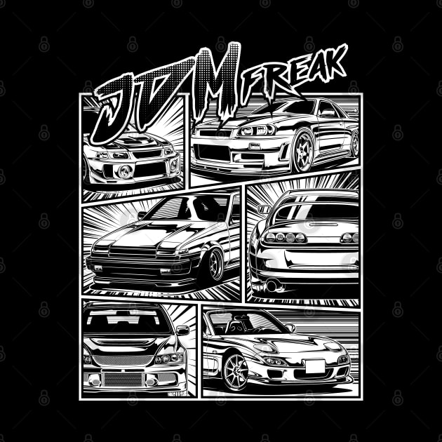 Manga Style of JDM Cars (White Print) by idrdesign