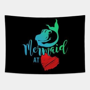 Mermaid At Heart TShirt Funny Tees Mermaid Tapestry