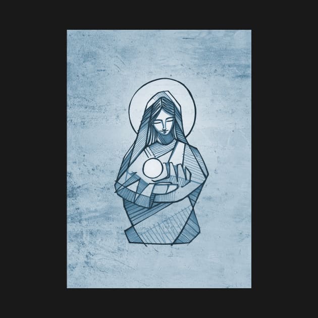 Virgin Mary with baby Jesus Christ illustration by bernardojbp