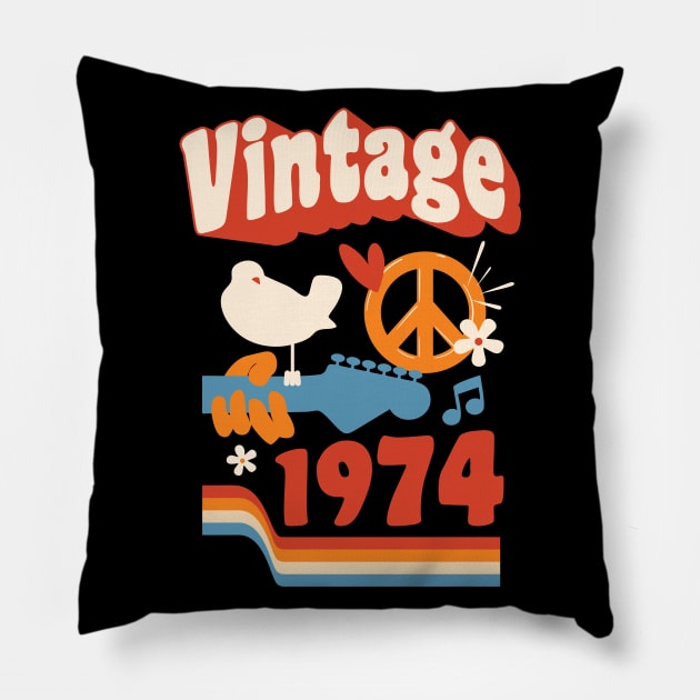 Vintage 1974 - Woodstock Style Pillow by marieltoigo