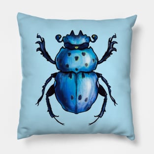 Blue Beetle Cool Insect Art Pillow