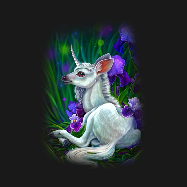 Baby unicorn in irises by Magical Forest