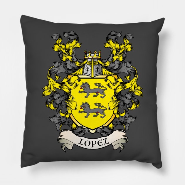 Lopez coat of arms Pillow by OrtegaSG