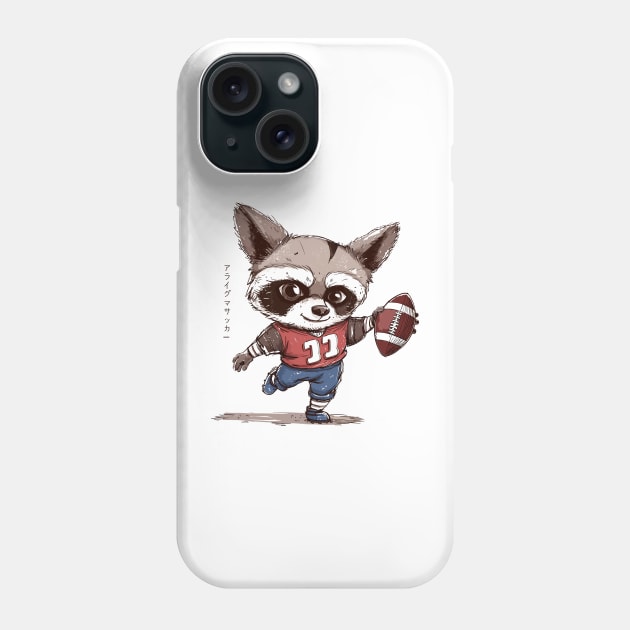 Funny Racoon Football With Kanji Phone Case by Salsa Graphics