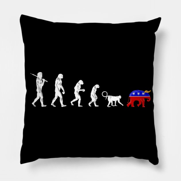 Funny Pro-Democrat Anti-Republican Devolution Pillow by macdonaldcreativestudios