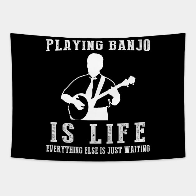 Banjo is Life: Where Waiting Strikes a Chord! Tapestry by MKGift