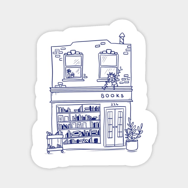 Neighborhood Bookshop Sticker Magnet by emmalouvideos