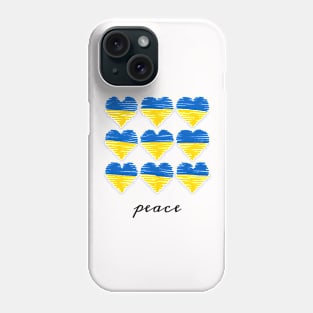 Ukrainian Flag color hand drawn heart, Peace for Ukraine Phone Case