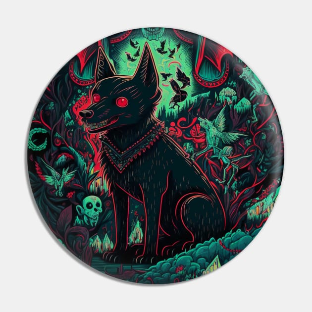 Evil Goth Dog Pin by UnrealArtDude