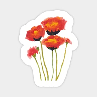 Five Blooming Red Flowers Magnet